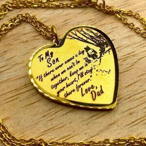 Gold toned hypoallergenic heart shaped pendant to my son love dad necklace